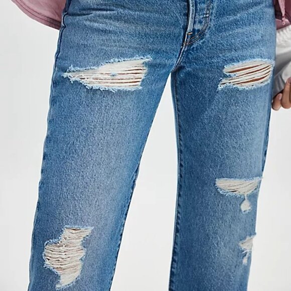 Levi's Ribcage Straight Ankle Jeans Color Live For The Music Regular Fit - Picture 6 of 6